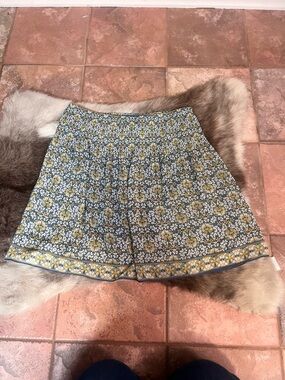 Max Studio Blue Floral Mini Skirt with Yellow Accents